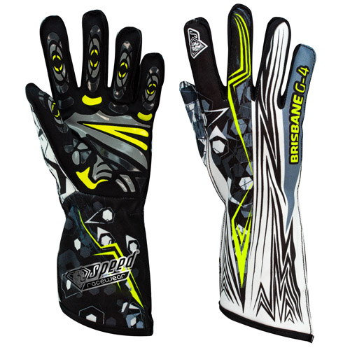Speed Karthandschuhe | BRISBANE G-4 | schwarz, weiss, neongelb Speed Karthandschuhe | BRISBANE G-4 | schwarz, weiss, neongelb