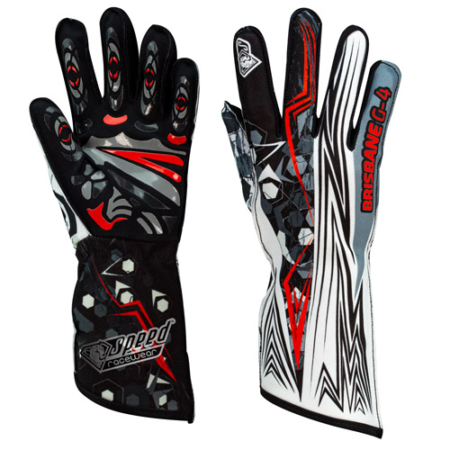 Speed Karthandschuhe | BRISBANE G-4 | schwarz, weiss, rot Speed Karthandschuhe | BRISBANE G-4 | schwarz, weiss, rot
