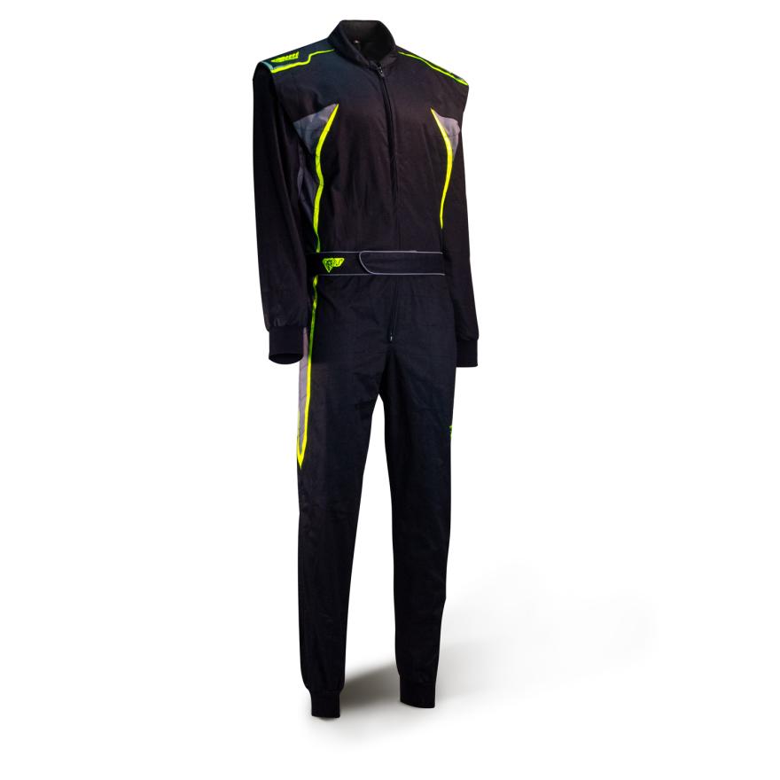 SALE Speed Kartoverall Hobby | DETROIT HS-3 | schwarz/neongelb/grau